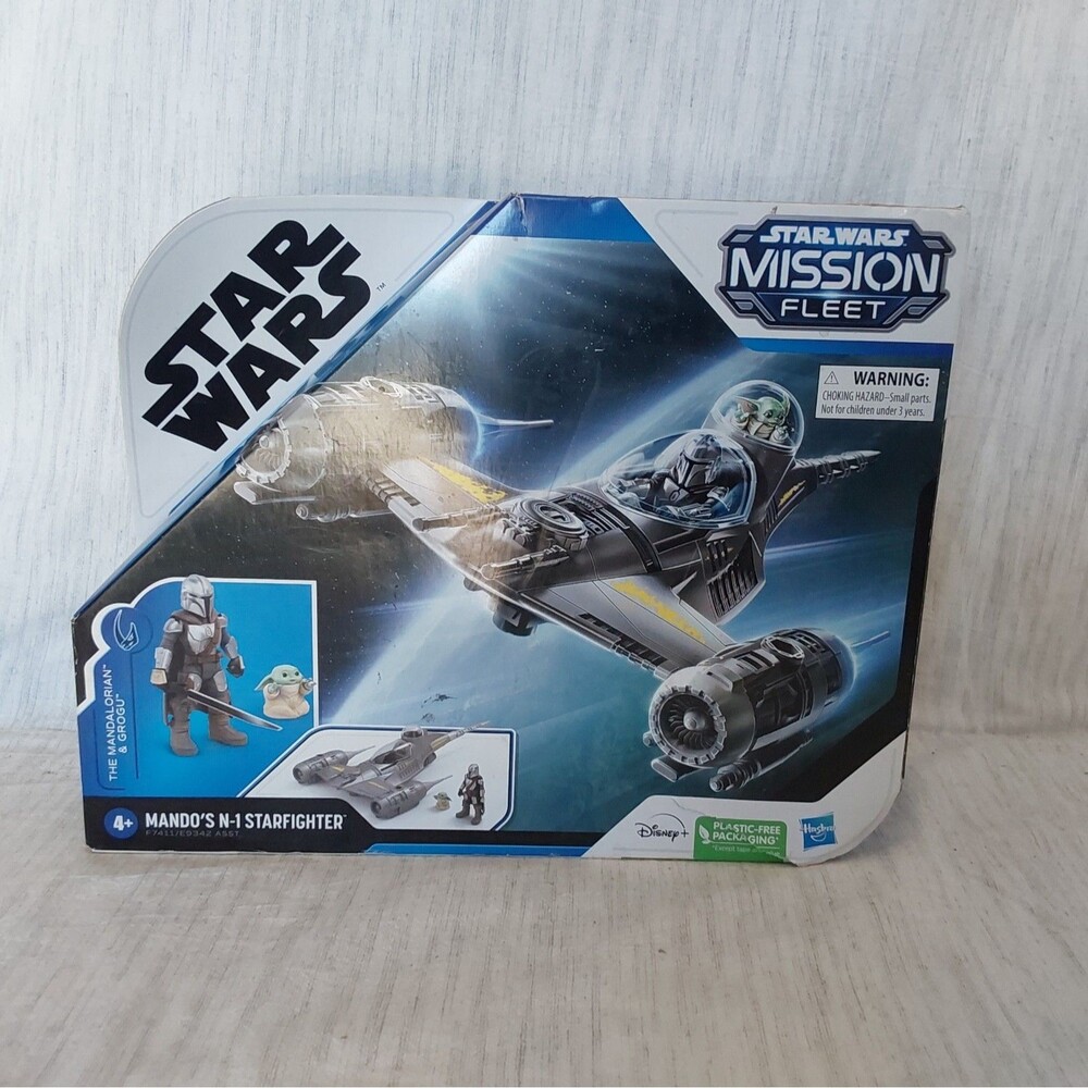 STAR WARS Mission Fleet Mando's N1 Starfighter Grogu & Mandalorian Figure Disney